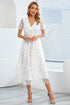 sequin-leaf-embroidery-tie-front-short-sleeve-dress Sophia's Trends - Sophia's Style-Deep Red-L